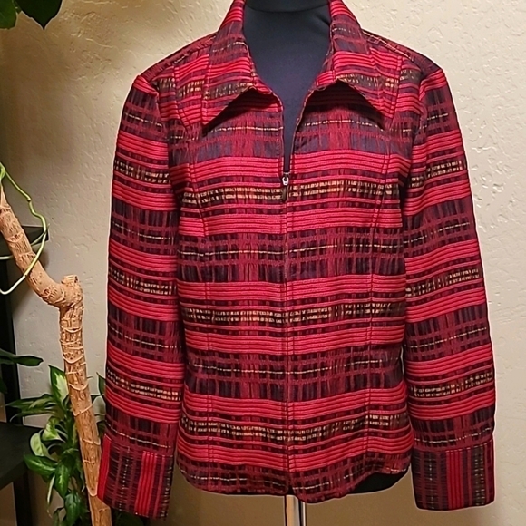 Christopher & Banks Stretch Plaid Jacket Petite L - Picture 1 of 6